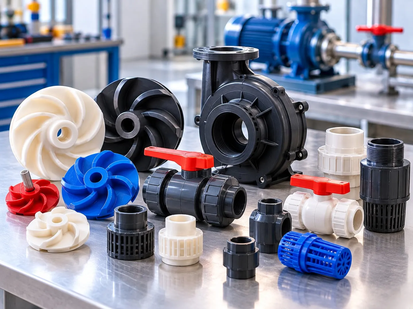 Injection-moulded pumps & valves components