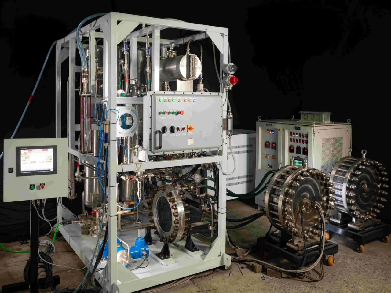 An alkaline electrolyser system built by Pratishna Engineers